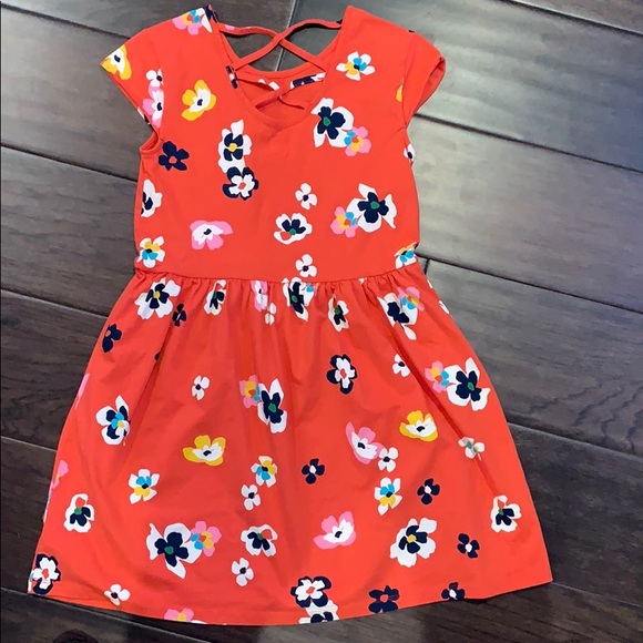 Gap Size XL Salmon Criss Cross Back Floral Dress - Picture 2 of 3